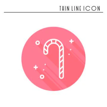 Christmas candy cane thin line icon. New Year celebration outline decorated p Stock Illustration