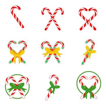 Christmas Candy Cane Vector Illustration Set Stock Illustration