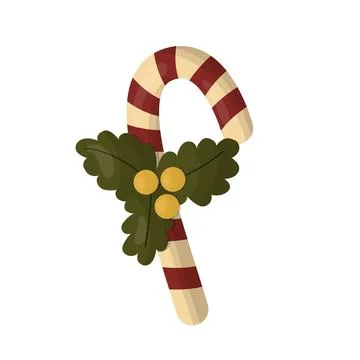 Christmas candy cane. Vector illustration on a white background Stock Illustration