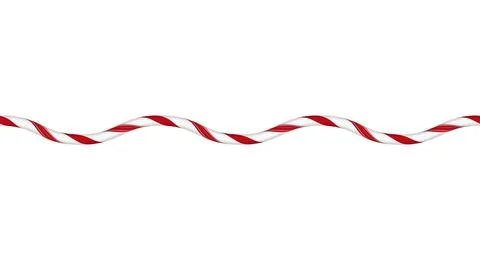 Christmas candy cane wave line from red and white twisted stripes, vector curly Stockillustratie
