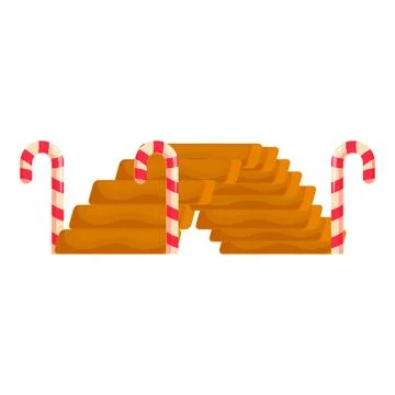 Christmas candy canes creating bridge over stack of gingerbread cookies Stock Illustration