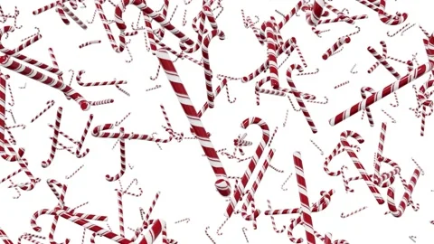 Christmas candy canes fly on white background. Isolated. New Year's holiday. Stock Footage 166045892