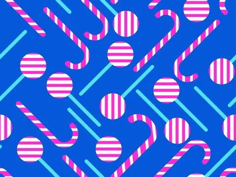 Christmas candy canes seamless pattern. Striped candy cane and lollipop. Fe.. Stockillustratie