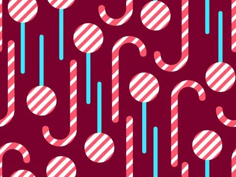 Christmas candy canes seamless pattern. Striped candy cane and lollipop. Fe.. Stock-Illustration