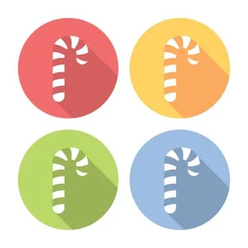 Christmas Candy Flat Icons Set Stock Illustration