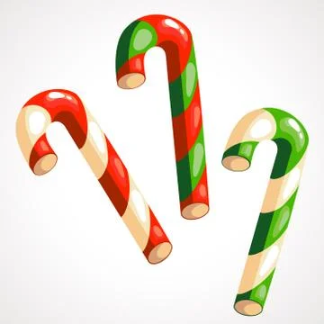 Christmas candy in the form of hooks. Vector illustration. Stock Illustration