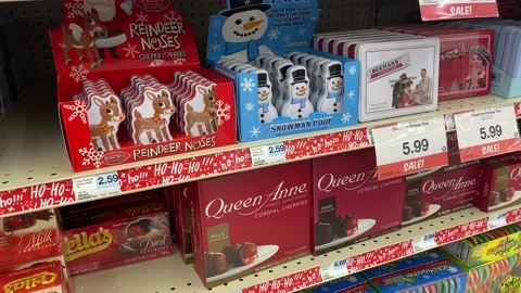 Christmas Candy in a Grocery Store Stock Footage 164562459