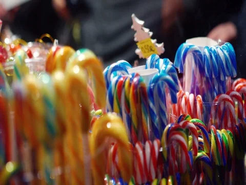 Christmas candy on the markt Stock Footage 70385112