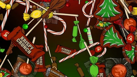 Christmas Candy Raining Down Stock Footage 124648358
