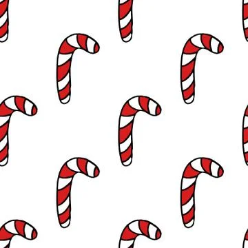 Christmas candy seamless doodle pattern, vector hand draw illustration Stock Illustration