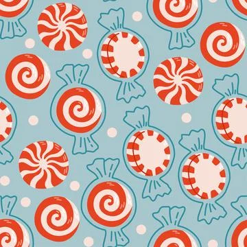 Christmas candy seamless pattern and flat vector Illustrazione stock