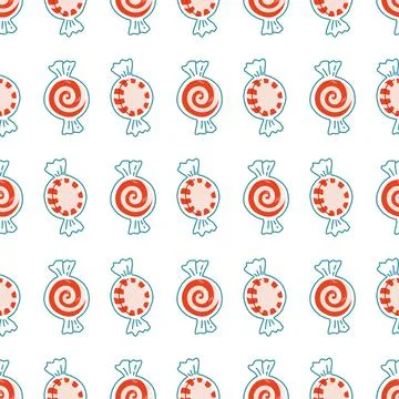 Christmas candy seamless pattern and flat vector Stock Illustration