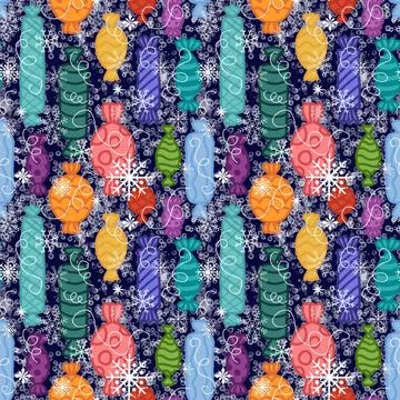 Christmas candy seamless pattern for new year wrapping paper and fabric Stock Illustration