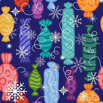 Christmas candy seamless pattern for new year wrapping paper and fabric Stock Illustration