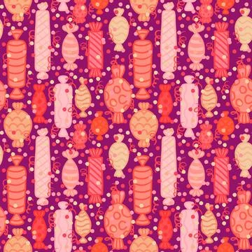 Christmas candy seamless pattern for new year wrapping paper and fabric Stock Illustration