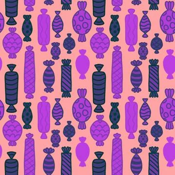 Christmas candy seamless pattern for new year wrapping paper and fabric Illustrazione stock