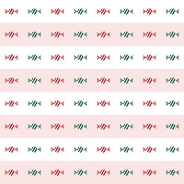 Christmas candy seamless pattern with red and green striped wrapped sweets on Stock Illustration