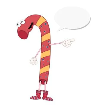 Christmas candy in socks points with an index finger at an imaginary object.  Stock Illustration