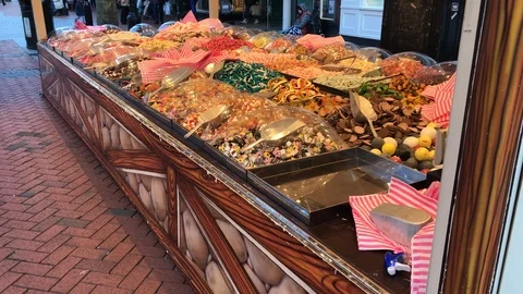 Christmas Candy stall Video stock 121342557