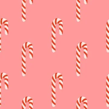 Christmas cane seamless pattern simple flat vector 库存插图