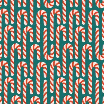 Christmas cane seamless pattern simple flat vector Stock Illustration