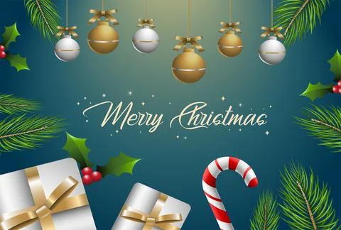 Christmas card 3d elements card Stock Illustration