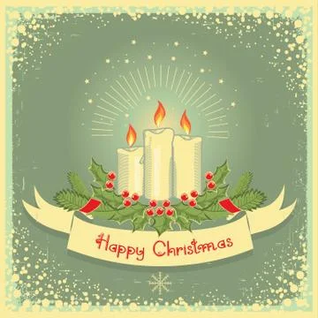 Christmas card with candles Stock Illustration