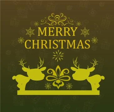 Christmas Card with deer 스톡 일러스트
