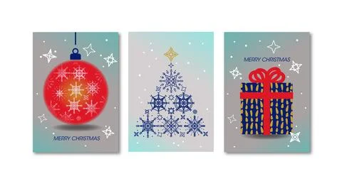 Christmas card design with vector illustrations. Merry Christmas. Tree ball.. Stock Illustration