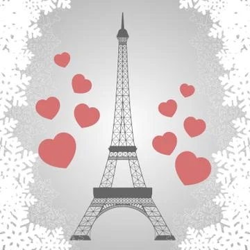 Christmas card with Eiffel tower Stock Illustration