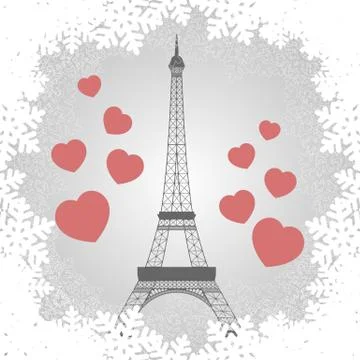 Christmas card with Eiffel tower Stock Illustration