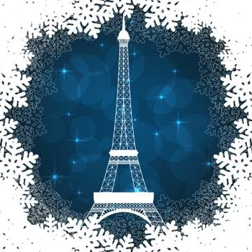 Christmas card with Eiffel tower Stock Illustration