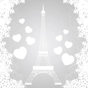 Christmas card with Eiffel tower Illustrazione stock