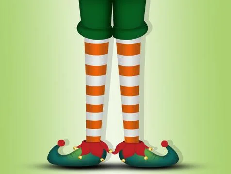Christmas card with elf legs Stock Illustration