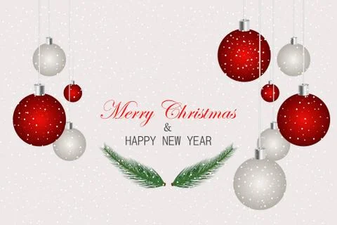 Christmas card with festive elements, decorations, gifts, candies. Stock Illustration