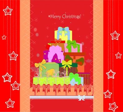 Christmas card with gift boxes Stock Illustration
