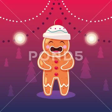 Christmas Card Of Gingerbread Man