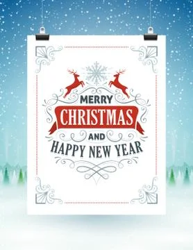 Christmas Card Hanging on Strings 스톡 일러스트