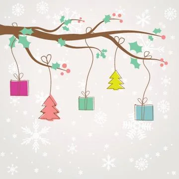Christmas card with holiday elements. Stock Illustration
