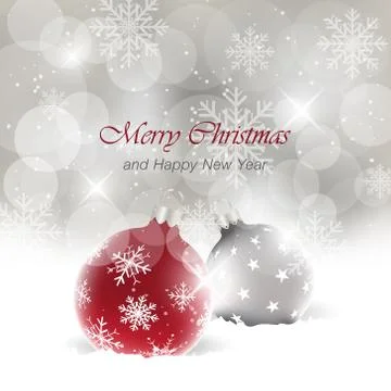 Christmas card with light effect and a bobble in the snow. Vector greeting ca Stock Illustration