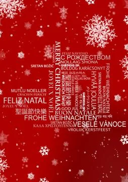 Christmas card with multi language greetings Stock Illustration