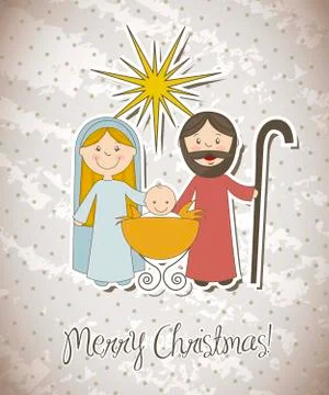 Christmas card with nativity scene. vector illustration Stock Illustration