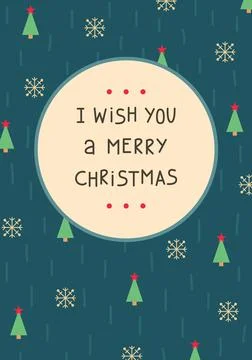 Christmas card with a New Year's pattern with Christmas trees and snowflakes. Illustrazione stock