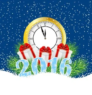 Christmas card with numbers 2016, vector illustration Stock Illustration