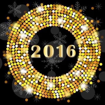 Christmas card with numbers 2016, vector illustration Stock Illustration