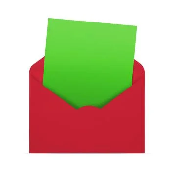 Christmas card, opened envelope with blank note isolated on white background Stock Illustration