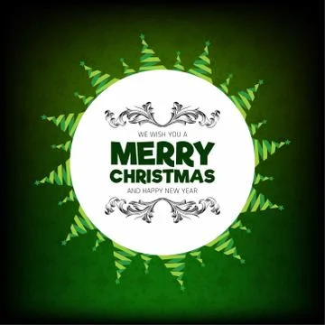 Christmas card with pattern background and tree Illustrazione stock
