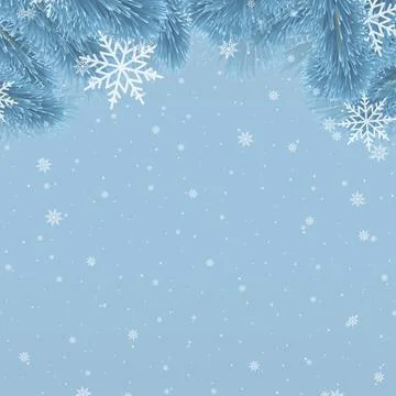 Christmas card with pine branches frame. Vector illustration. Stock Illustration