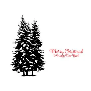 Christmas card with pine tree for your design Stock Illustration