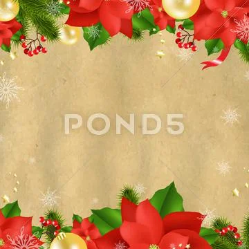 Christmas card with poinsettia Stock Illustration